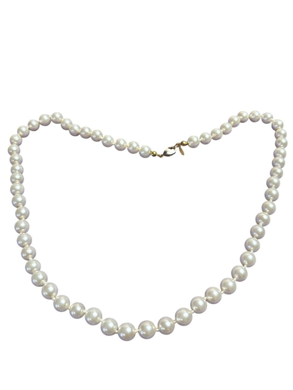 Vintage WLIND 14KGE Knotted Glass Faux Pearl Necklace 21 inches Long
